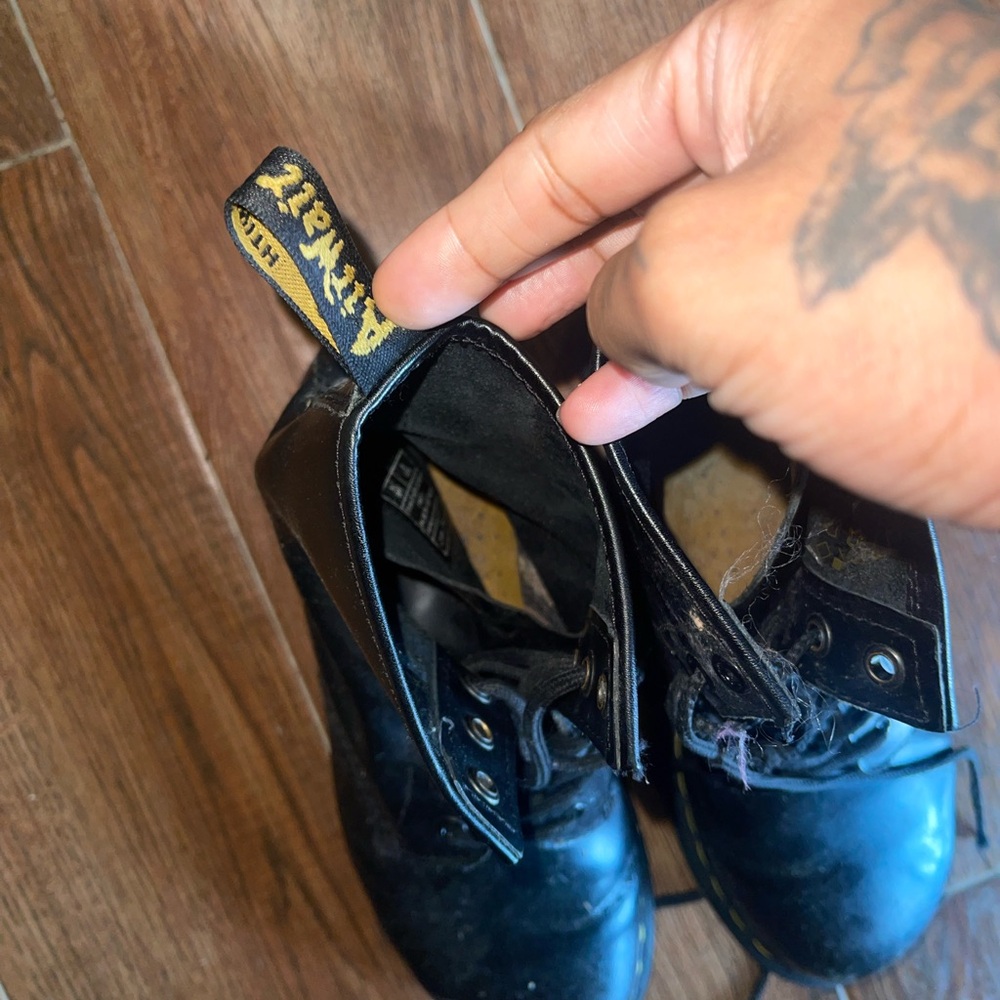 Dr. Martens Black and Yellow Leather Boots